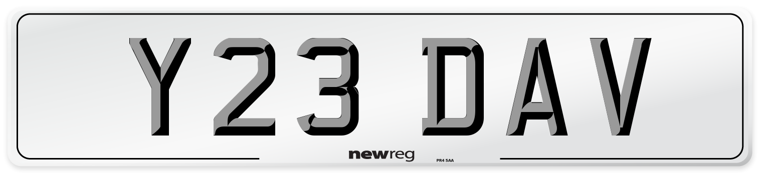 Y23 DAV Number Plate from New Reg